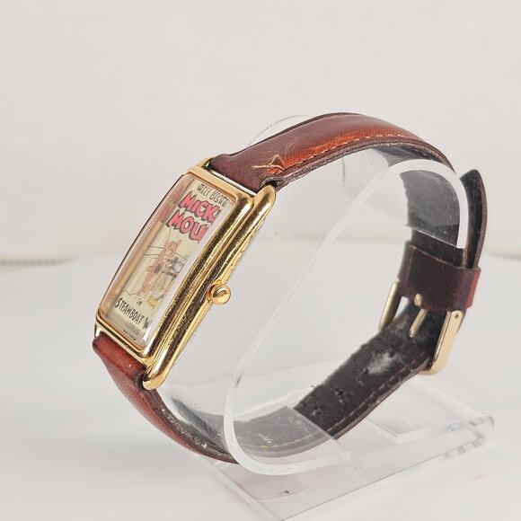 Lorus Disney Mickey Mouse Watch Steamboat Willie 27mm Leather Strap Vintage - Picture 5 of 11